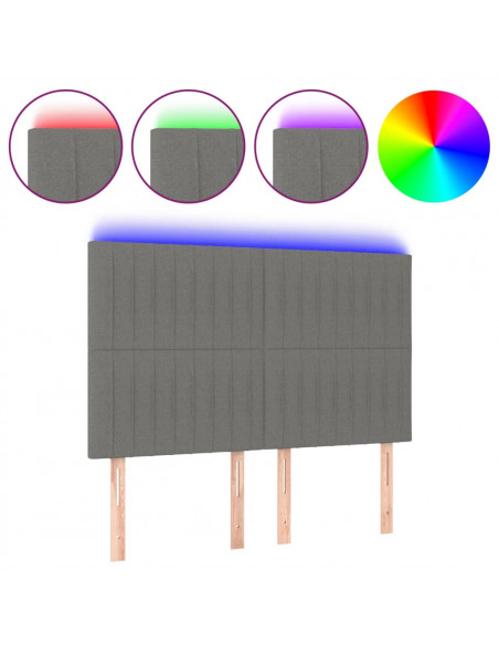 Testiera a LED GrigioScuro 144x5x118/128cm inTessuto
