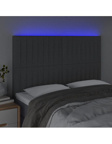 Testiera a LED GrigioScuro 144x5x118/128cm inTessuto