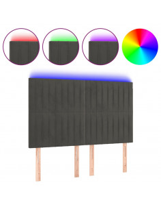 Testiera a LED Grigio Scuro 144x5x118/128cm in Velluto 2