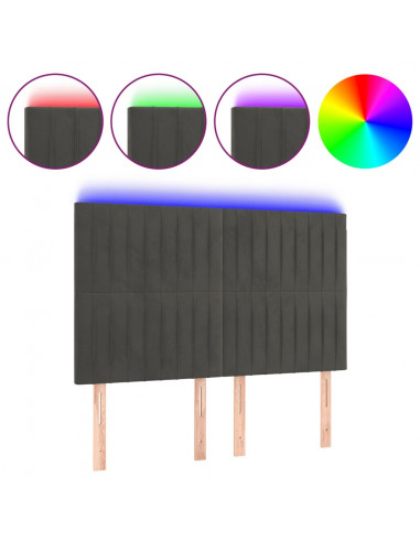 Testiera a LED Grigio Scuro 144x5x118/128cm in Velluto