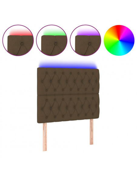 Testiera a LED Marrone scuro 90x7x118/128cm in Tessuto