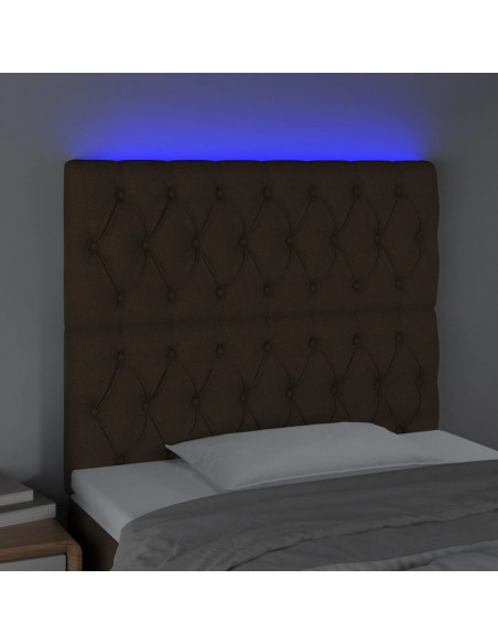 Testiera a LED Marrone scuro 90x7x118/128cm in Tessuto