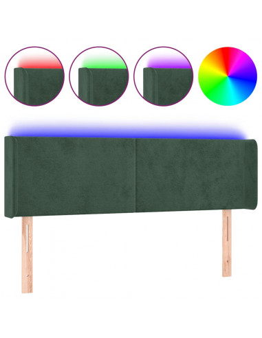 Testiera a LED Verde Scuro 147x16x78/88 cm in Velluto