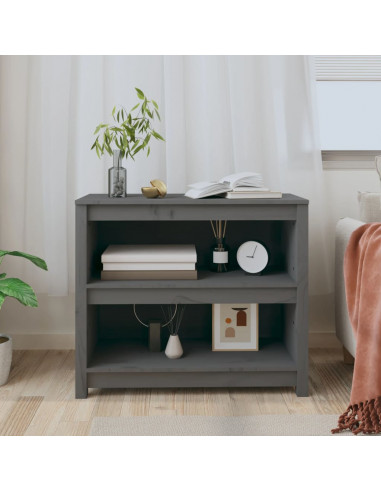 Libreria Grigia 80x35x68 cm in Legno Massello di Pino