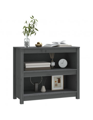 Libreria Grigia 80x35x68 cm in Legno Massello di Pino