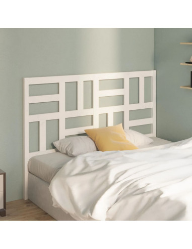Testiera per Letto Bianca 141x4x104cm in Legno Massello di Pino