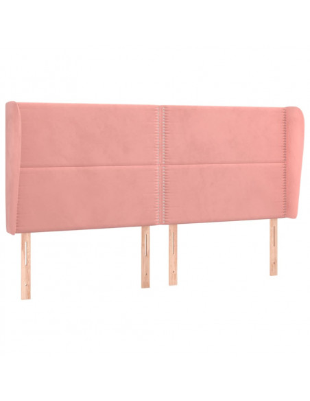 Testiera ad Orecchio Rosa 183x23x118/128 cm in Velluto