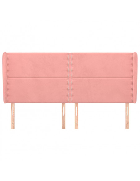 Testiera ad Orecchio Rosa 183x23x118/128 cm in Velluto