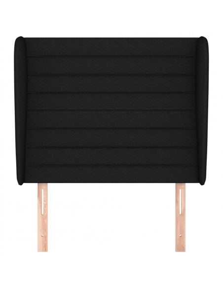 Testiera ad Orecchio Nera 93x23x118/128 cm in Tessuto