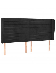 Testiera ad Orecchio Nera 183x23x118/128 cm in Velluto 2