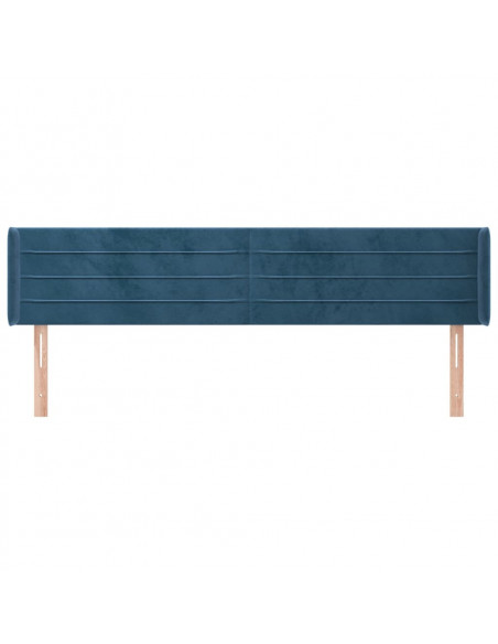 Testiera ad Orecchio Blu Scuro 163x16x78/88 cm in Velluto