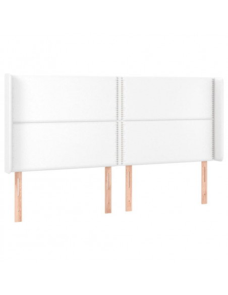 Testiera ad Orecchio Bianco 183x16x118/128 cm in Similpelle