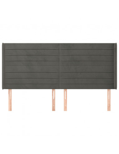 Testiera ad Orecchio GrigioScuro 163x16x118/128cm in Velluto