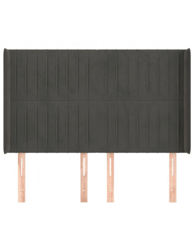 Testiera ad Orecchio GrigioScuro 147x16x118/128cm in Velluto