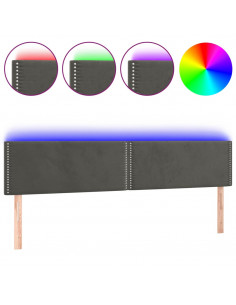 Testiera a LED Grigio Scuro 180x5x78/88 cm in Velluto 2
