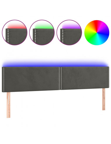 Testiera a LED Grigio Scuro 180x5x78/88 cm in Velluto