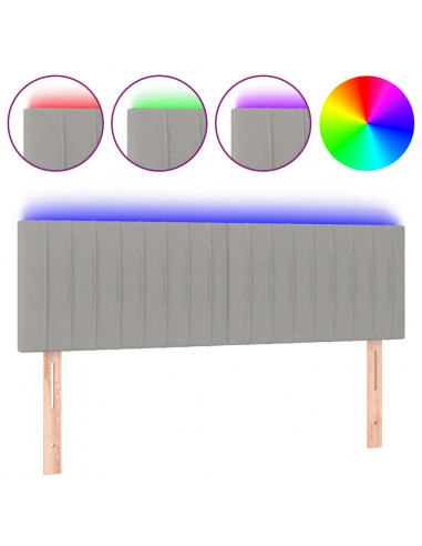 Testiera a LED Grigio Chiaro 144x5x78/88 cm in Tessuto