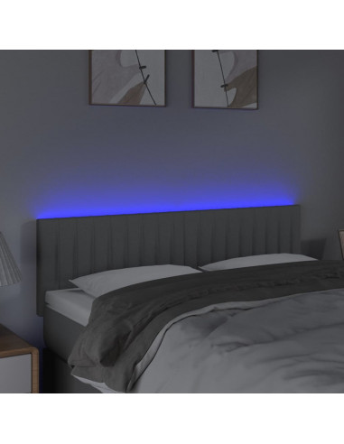 Testiera a LED Grigio Chiaro 144x5x78/88 cm in Tessuto