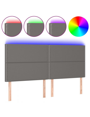 Testiera a LED Grigio 180x5x118/128cm in Similpelle