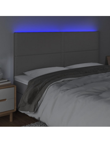 Testiera a LED Grigio 180x5x118/128cm in Similpelle