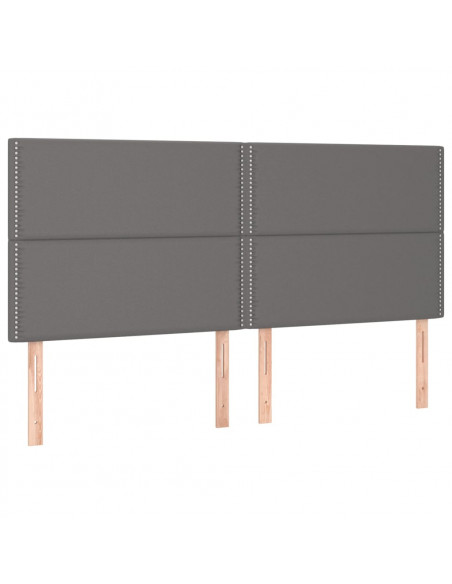 Testiera a LED Grigio 180x5x118/128cm in Similpelle