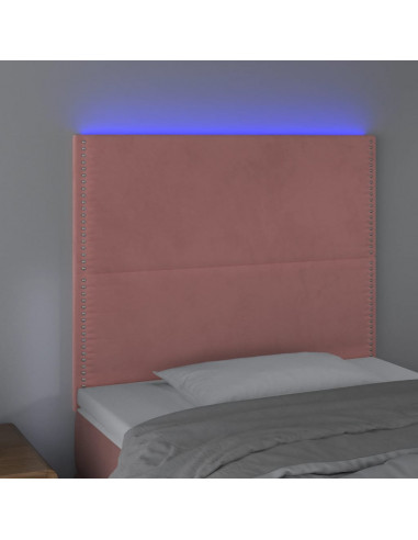 Testiera a LED Rosa 90x5x118/128 cm in Velluto