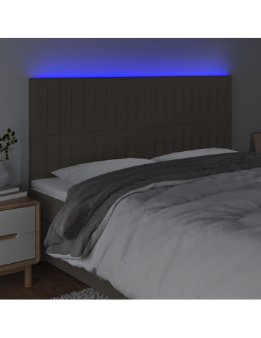 Testiera a LED tortora 200x5x118/128cm in Tessuto