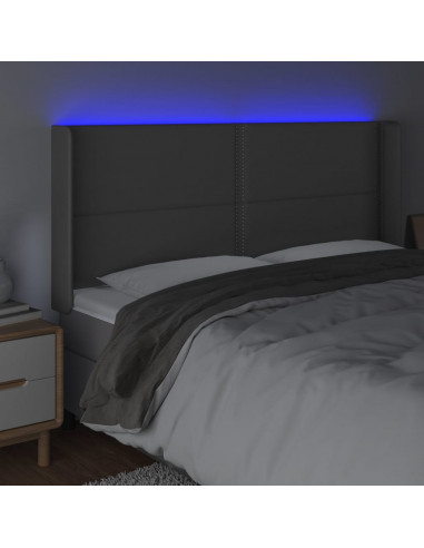 Testiera a LED Grigio 183x16x118/128 cm in Similpelle