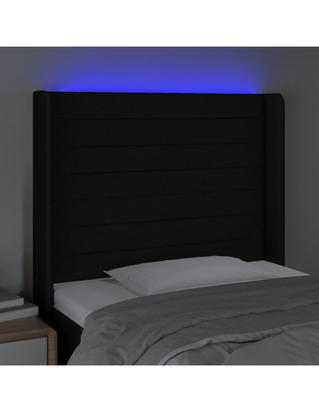 Testiera a LED nero 93x16x118/128 cm in Tessuto