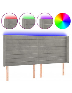 Testiera a LED Grigio Chiaro 183x16x118/128 cm in Velluto 2