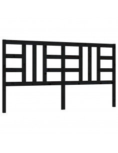 Testiera per Letto Nera 186x4x100 cm in Legno Massello di Pino 2