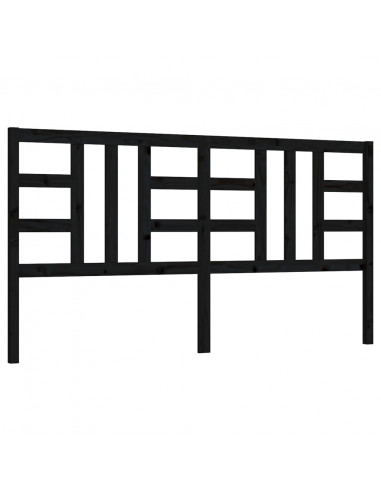 Testiera per Letto Nera 186x4x100 cm in Legno Massello di Pino