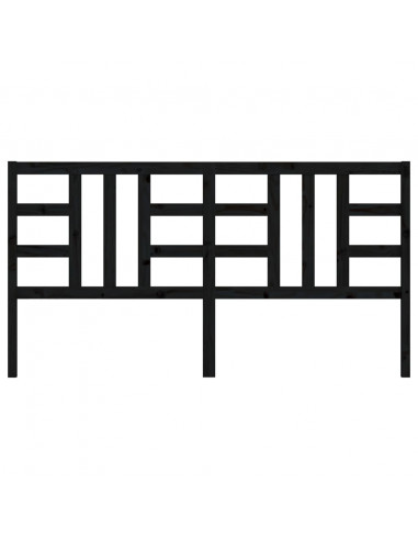 Testiera per Letto Nera 186x4x100 cm in Legno Massello di Pino