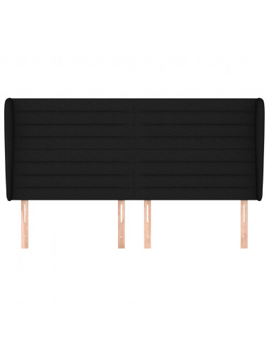Testiera ad Orecchio Nera 203x23x118/128 cm in Tessuto
