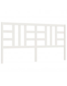 Testiera per Letto Bianca 206x4x100cm in Legno Massello di Pino 2