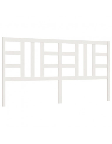 Testiera per Letto Bianca 206x4x100cm in Legno Massello di Pino