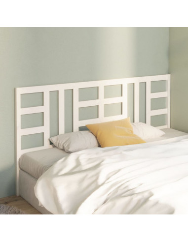 Testiera per Letto Bianca 206x4x100cm in Legno Massello di Pino