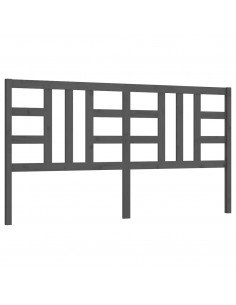 Testiera per Letto Grigia 206x4x100cm in Legno Massello di Pino 2