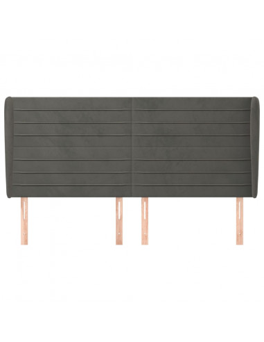 Testiera ad Orecchio GrigioScuro 183x23x118/128cm in Velluto