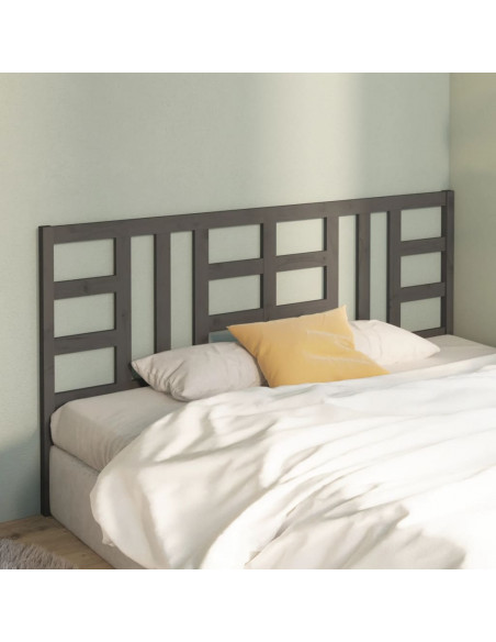 Testiera per Letto Grigia 206x4x100cm in Legno Massello di Pino