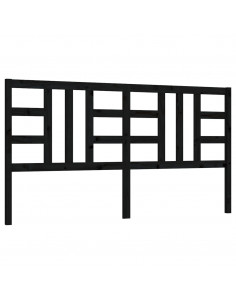 Testiera per Letto Nera 206x4x100 cm in Legno Massello di Pino 2