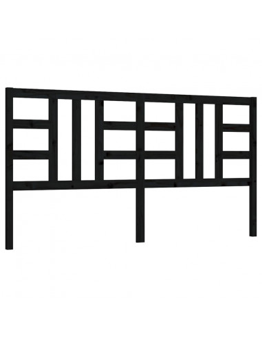 Testiera per Letto Nera 206x4x100 cm in Legno Massello di Pino