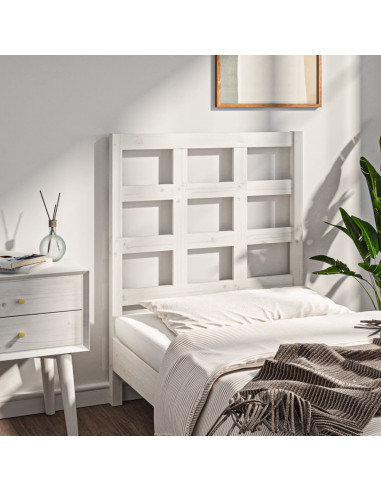 Testiera per Letto Bianca 80,5x4x100 cm Legno Massello di Pino