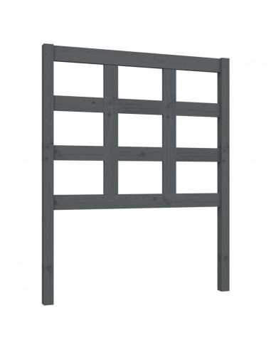 Testiera Letto Grigia 80,5x4x100 cm in Legno Massello di Pino