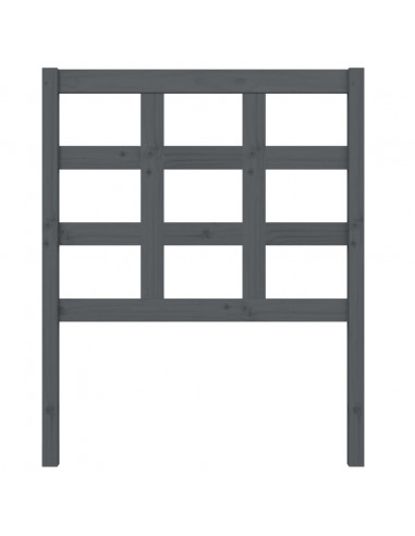 Testiera Letto Grigia 80,5x4x100 cm in Legno Massello di Pino