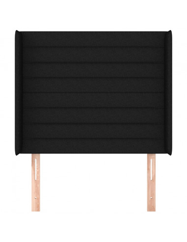Testiera ad Orecchio Nera 93x16x118/128 cm in Tessuto