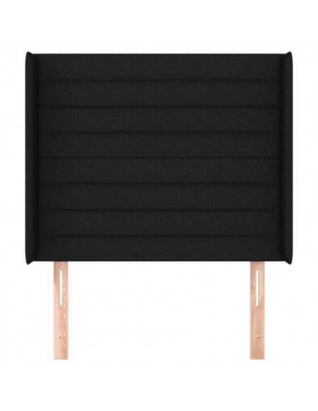 Testiera ad Orecchio Nera 93x16x118/128 cm in Tessuto