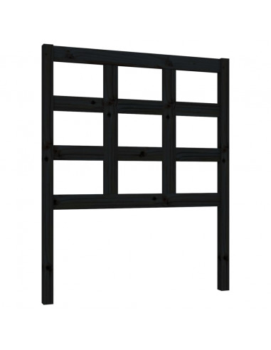 Testiera per Letto Nera 80,5x4x100 cm in Legno Massello di Pino