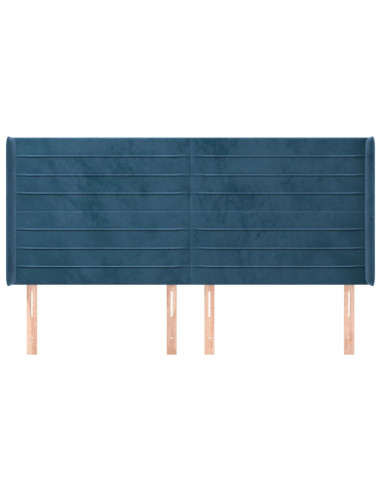 Testiera ad Orecchio Blu Scuro 163x16x118/128 cm in Velluto