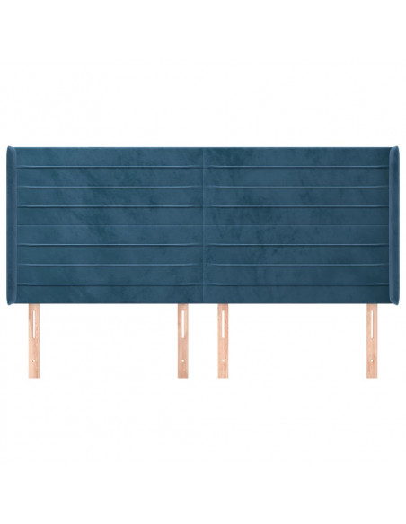 Testiera ad Orecchio Blu Scuro 163x16x118/128 cm in Velluto